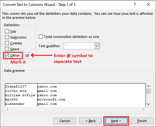 Text to column in Excel