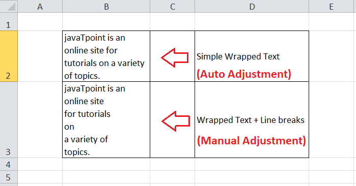 Text Wrapping in Excel