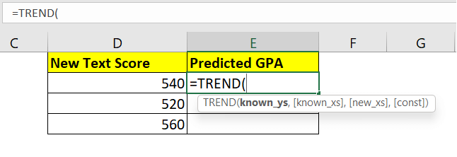 Trend Function Excel