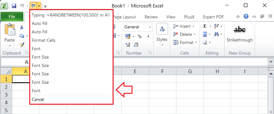Undo Changes in Excel
