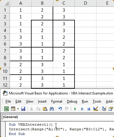 Union and in Intersection in Excel VBA