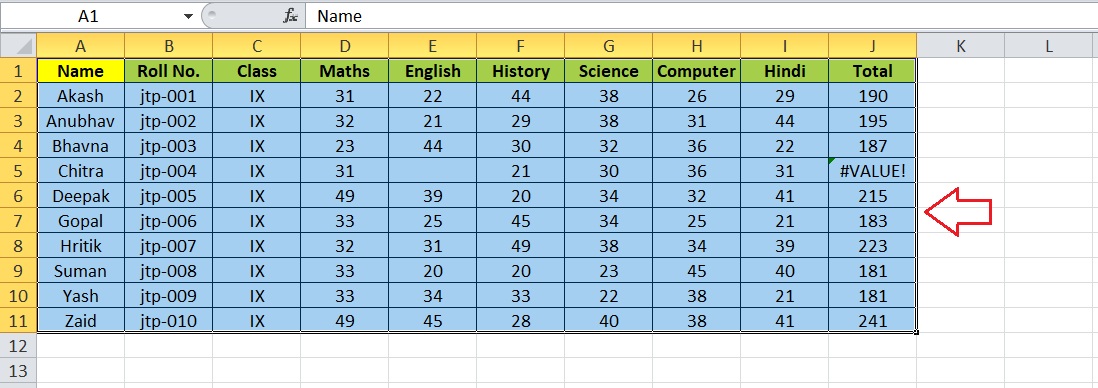 Value Error in Excel