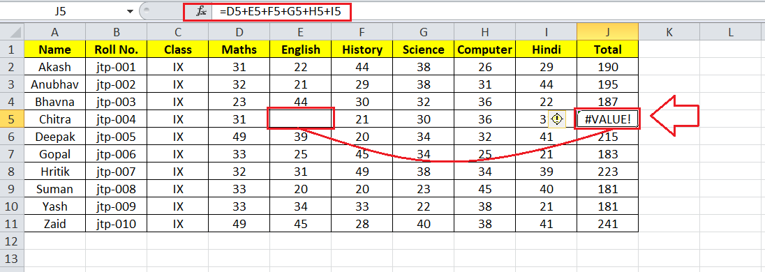 value-error-in-excel-javatpoint