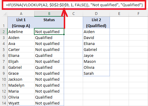 VLOOKUP to compare two columns in Microsoft Excel for common values and missing data