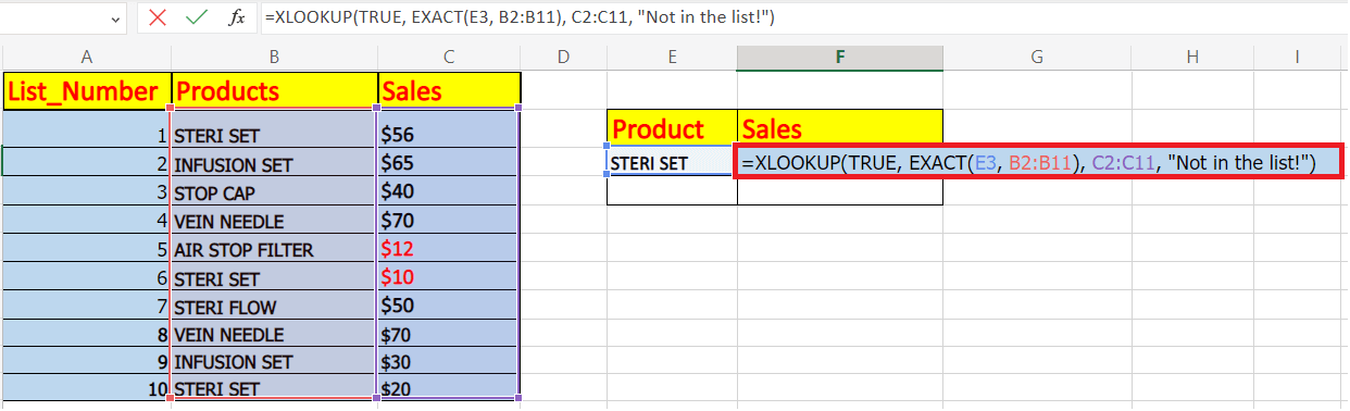 XLOOKUP function in Excel