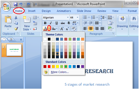 MSpowerpoint How to format text color 1