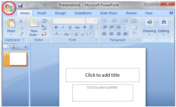 Powerpoint Microsoft Office Button - javatpoint