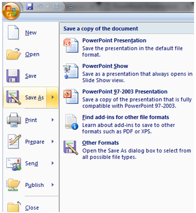 Powerpoint Microsoft Office Button - javatpoint