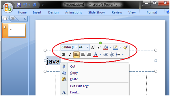 mini toolbar word 2013 definition