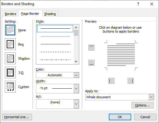 how to change the border color in word