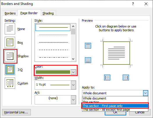 how to add a custom border in word