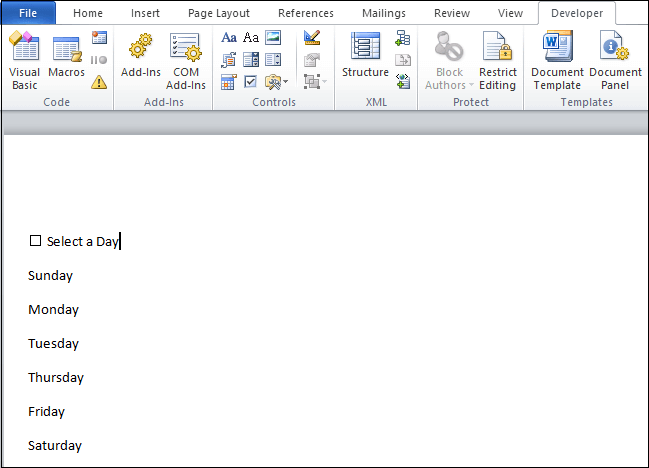 How to add a checkbox in Word