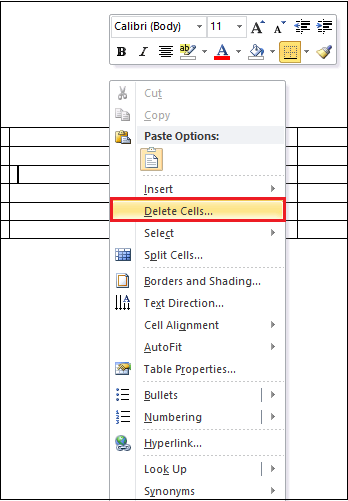 table formatting in word moving one line on a cell