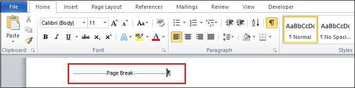 How to remove page break in word