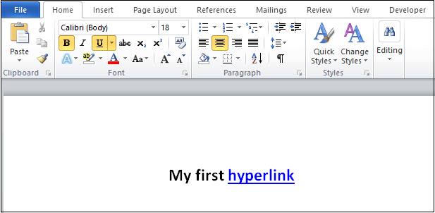 How to add and remove hyperlink in Word