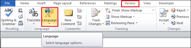 How to change language in Microsoft Word document