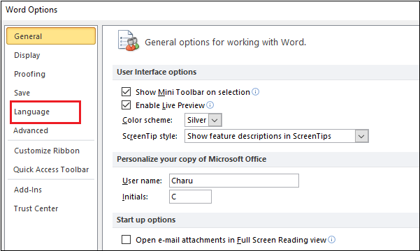 change language microsoft word