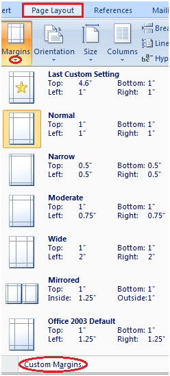 margins in 