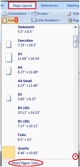 can you change document size in word