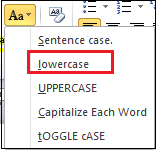 How to change capital letters to lowercase in clearance word