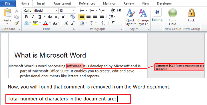 How to Count the Number Characters in a Word document
