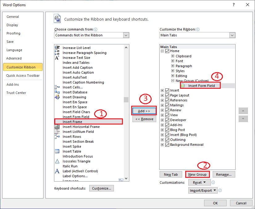 How to create a drop-down menu in Word document