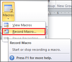 How to create a macro in Word document