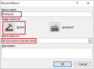 create a macro to insert file name in word