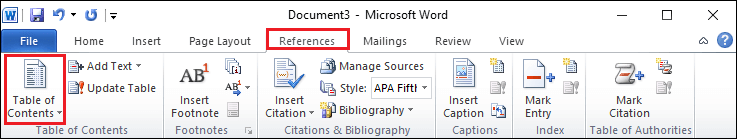 How to create a Table of contents in Word