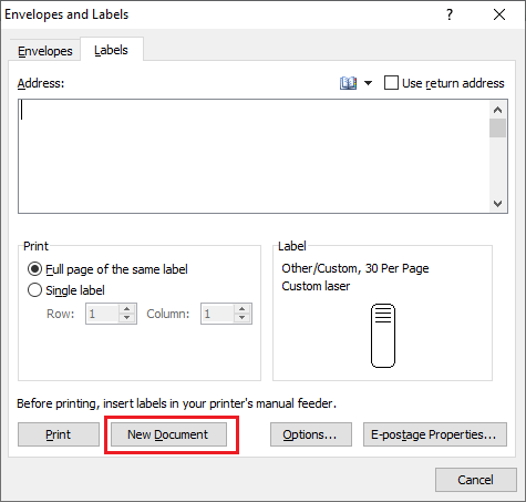 How to create labels in Word