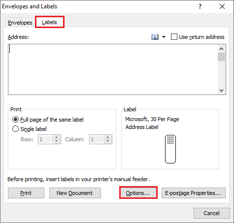 How to create labels in Word