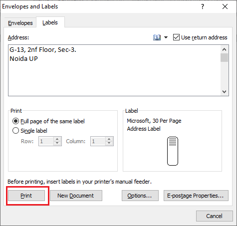 How to create labels in Word