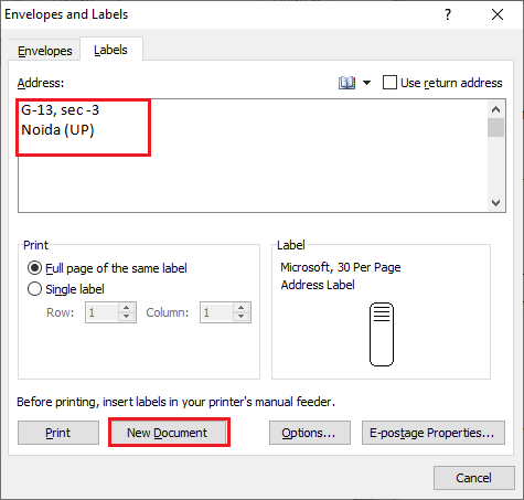 How to create labels in Word