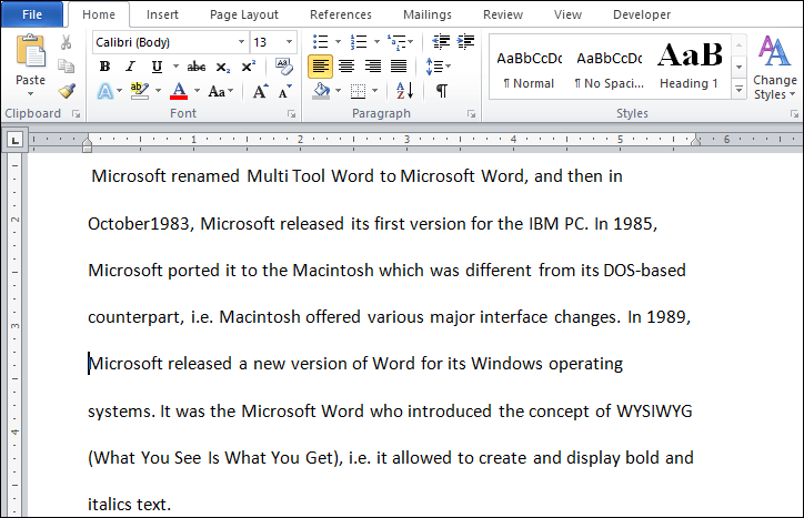 double space in microsoft word 2010