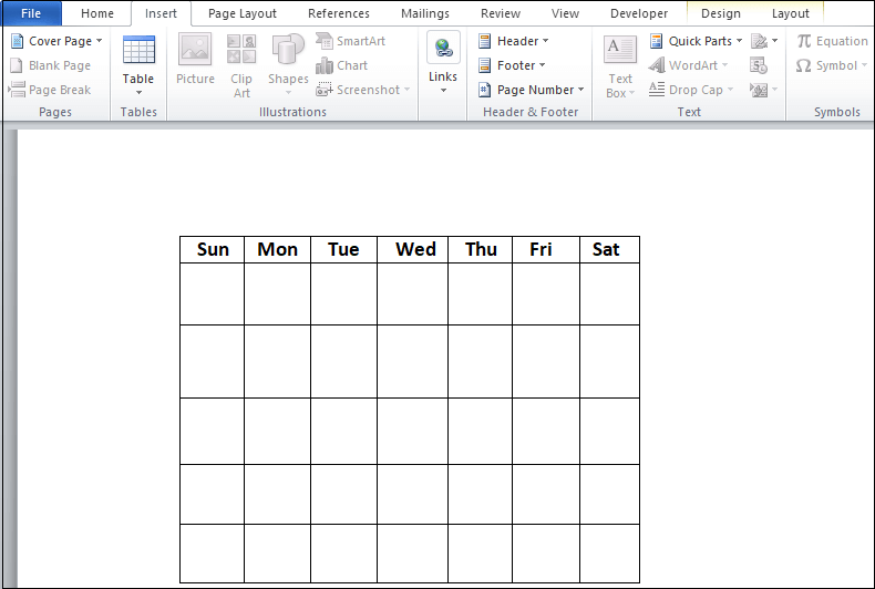 Editable calendar to insert into word