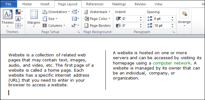 How to insert a line in Word