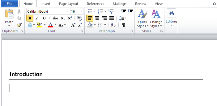 how insert line in word document