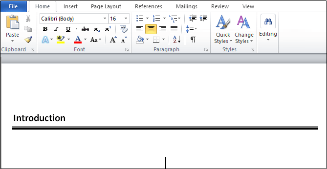 microsoft word underline across page