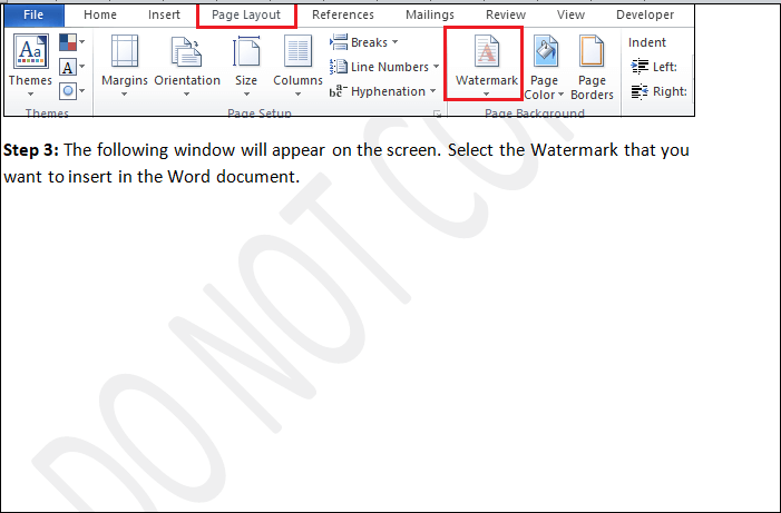 How to insert a Watermark in Word