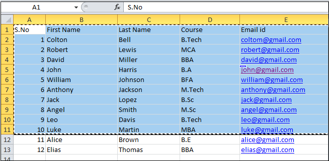 excel spreadsheet