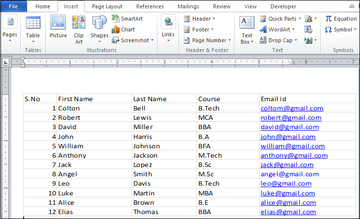 How to insert an Excel spreadsheet into a Word document - javatpoint