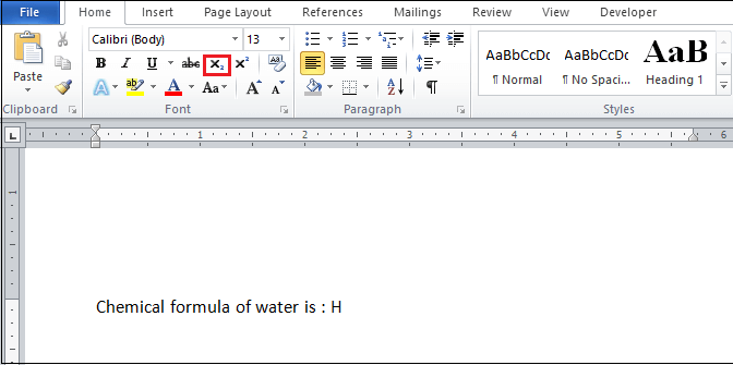 How to insert Subscript and Superscript in Word