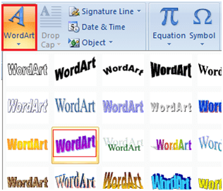 MS Word How to insert wordart 1