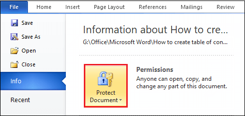How to password protect a Word document