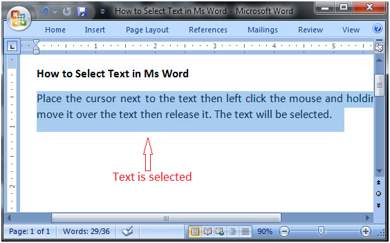 to-select-text-in-ms-word-javatpoint