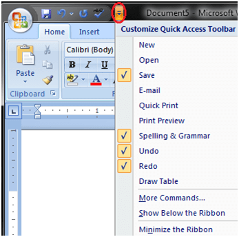 microsoft word toolbar layout