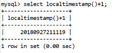 MySQL Datetime localtimestamp() Function
