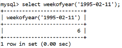 MySQL Datetime weekofyear() Function