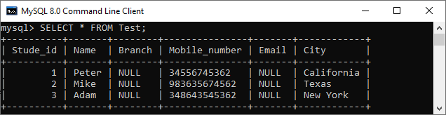 MySQL Add Delete Column Javatpoint