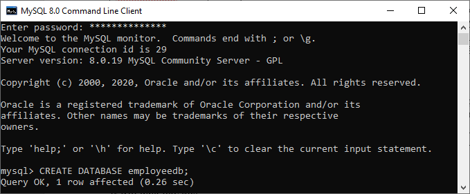 mysql create database